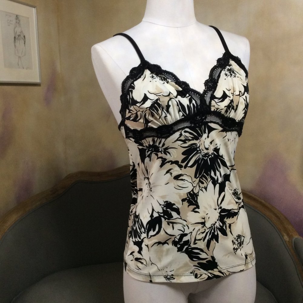 NWOT cream and black floral camisole by Gilligan & O'Malley, size S